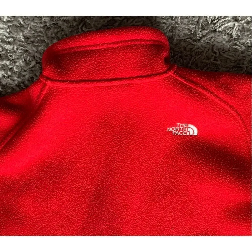 The North Face SPELL OUT DENALI RED Fleece JACKET COAT Boys L